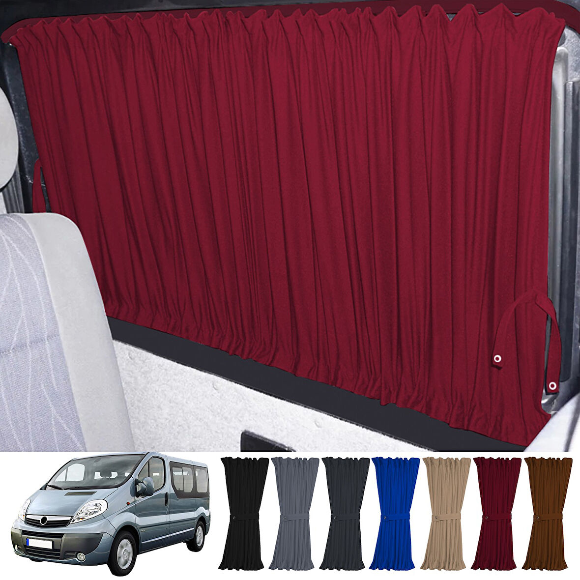 Opel Vivaro A 2001-2014 Uyumlu Bordo Raylı Oto Perde Takımı