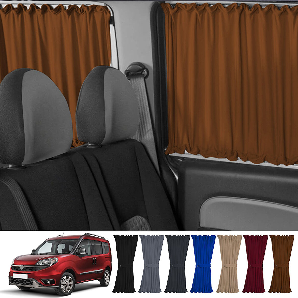 Fiat Doblo Iı Kısa Şase 2010-2023 Uyumlu Taba Raylı Oto Perde Takımı
