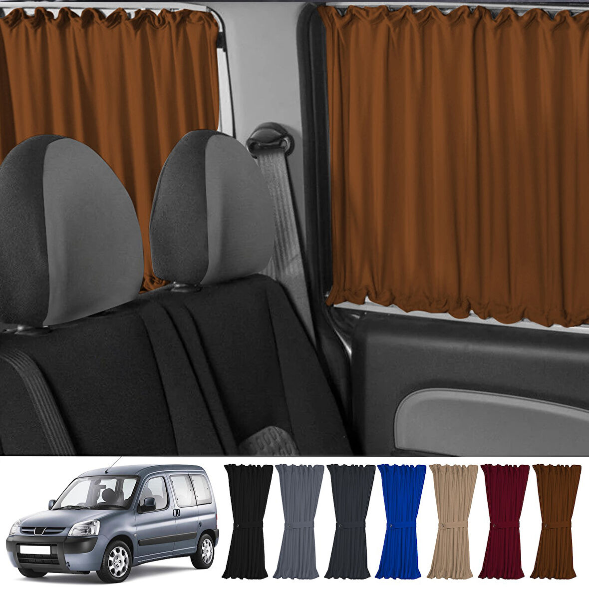 Peugeot Partner 1996-2008 Uyumlu Taba Raylı Oto Perde Takımı