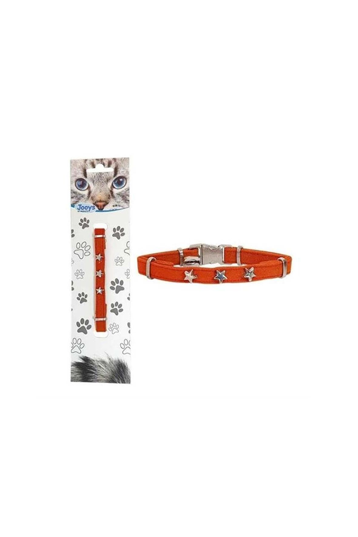 Jooys Kadife Zilli Yıldızlı Kedi Boyun Tasması Turkuaz