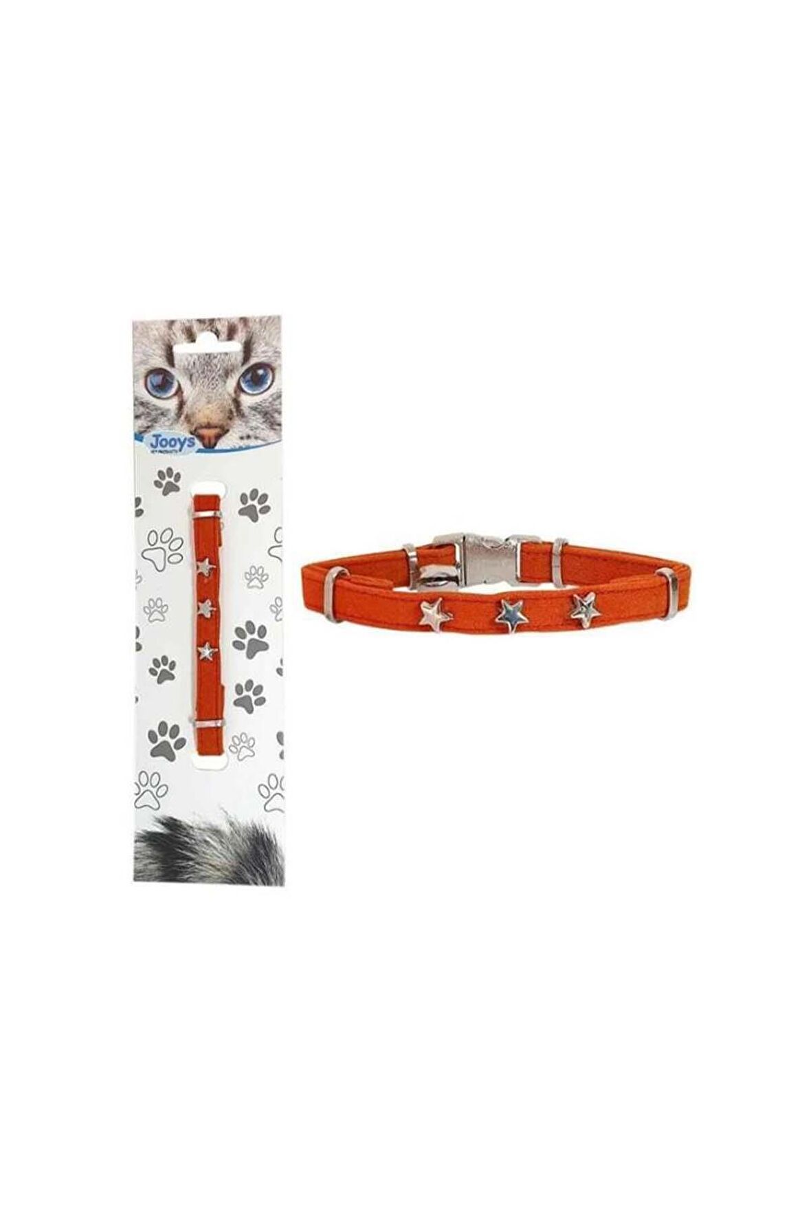 Jooys Kadife Zilli Yıldızlı Kedi Boyun Tasması Mor