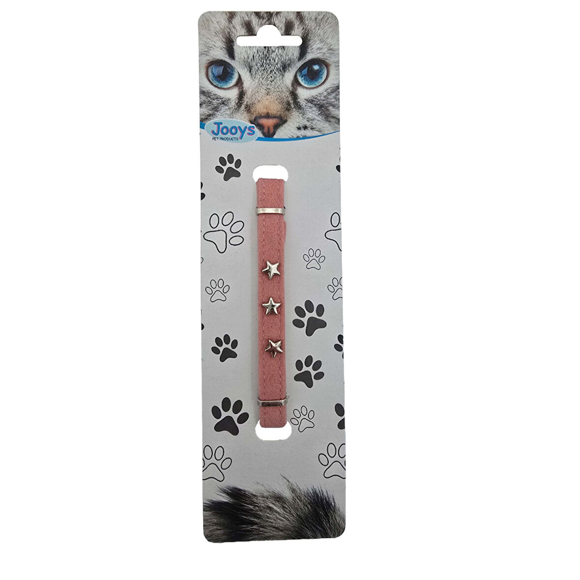 Jooys Kadife Zilli Yıldızlı Kedi Boyun Tasması Pudra