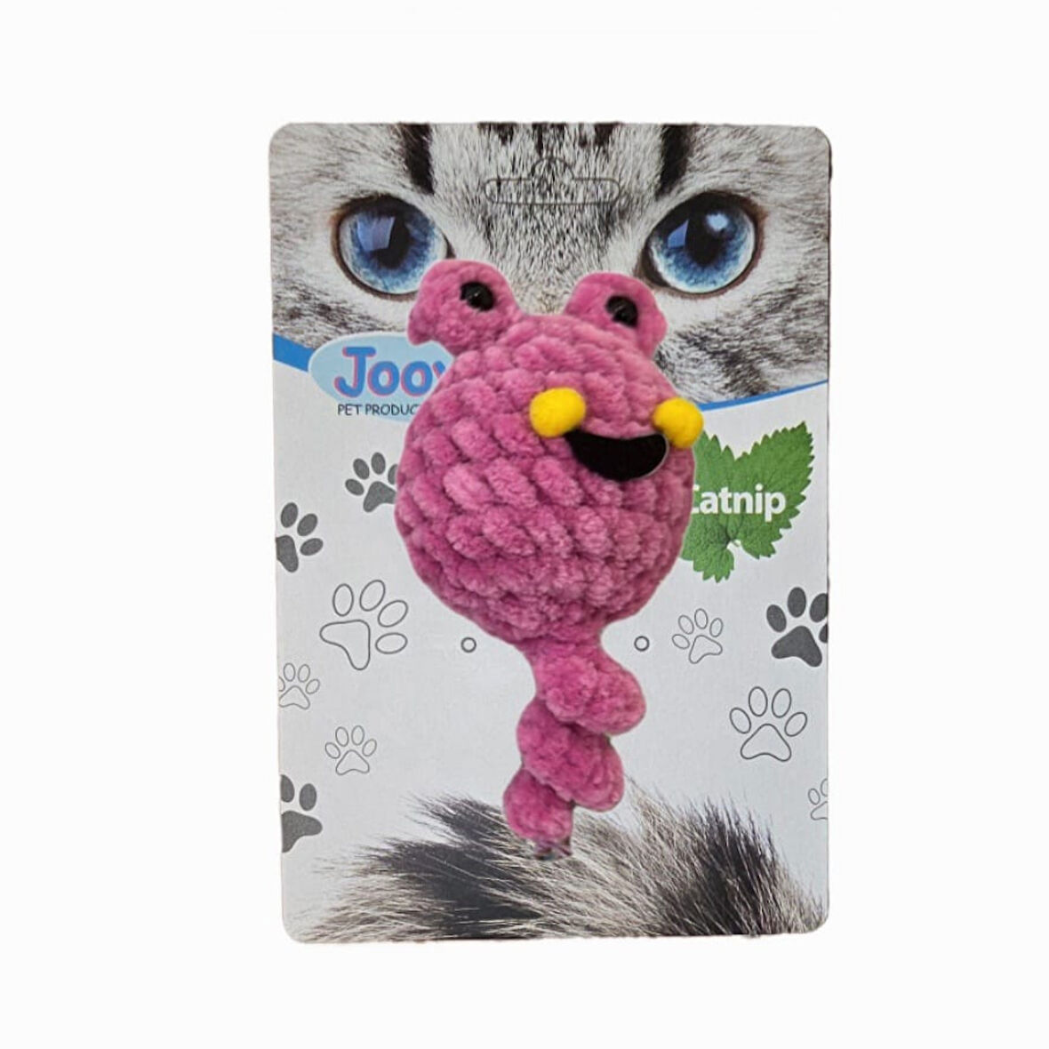 Jooys Catnip'li Kuyruklu Kadife Gülen Surat Kedi Oyuncağı Pembe