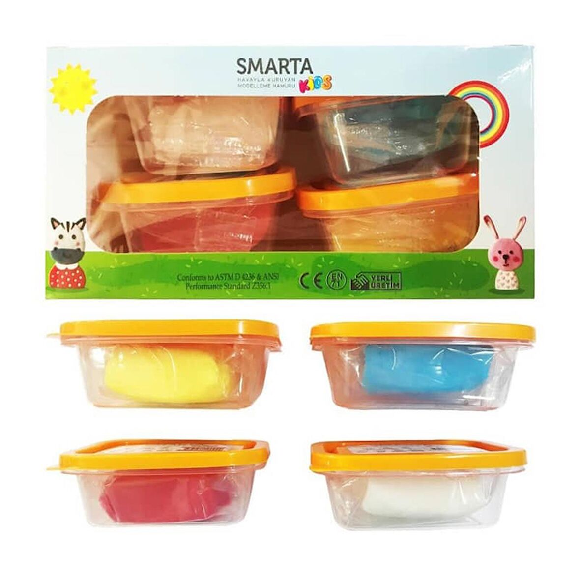 Smarta Kids Havayla Kuruyan Modelleme Hamuru 4'lü Set 70 gr x 4 Renk