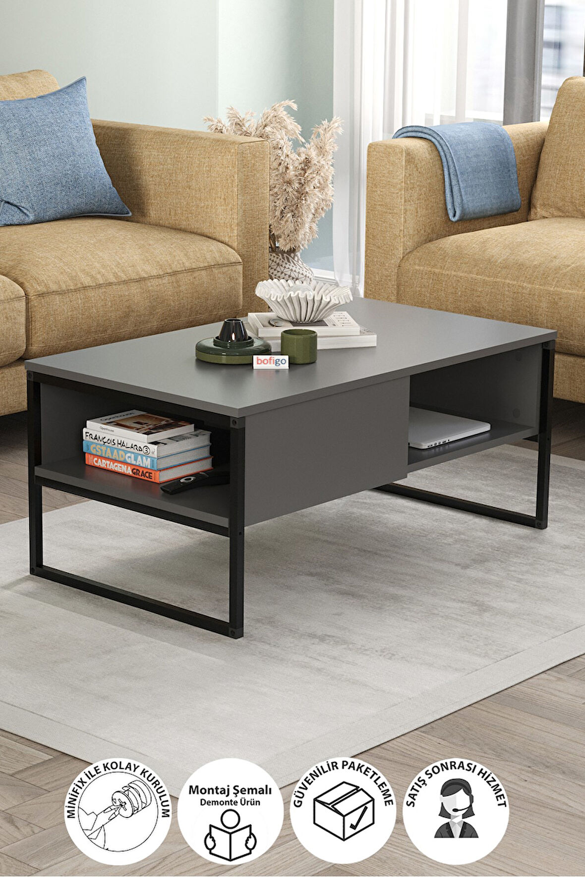 Orta Sehpa Yan Sehpa Dekoratif Sehpa Metal Sehpa Zeus Antrasit