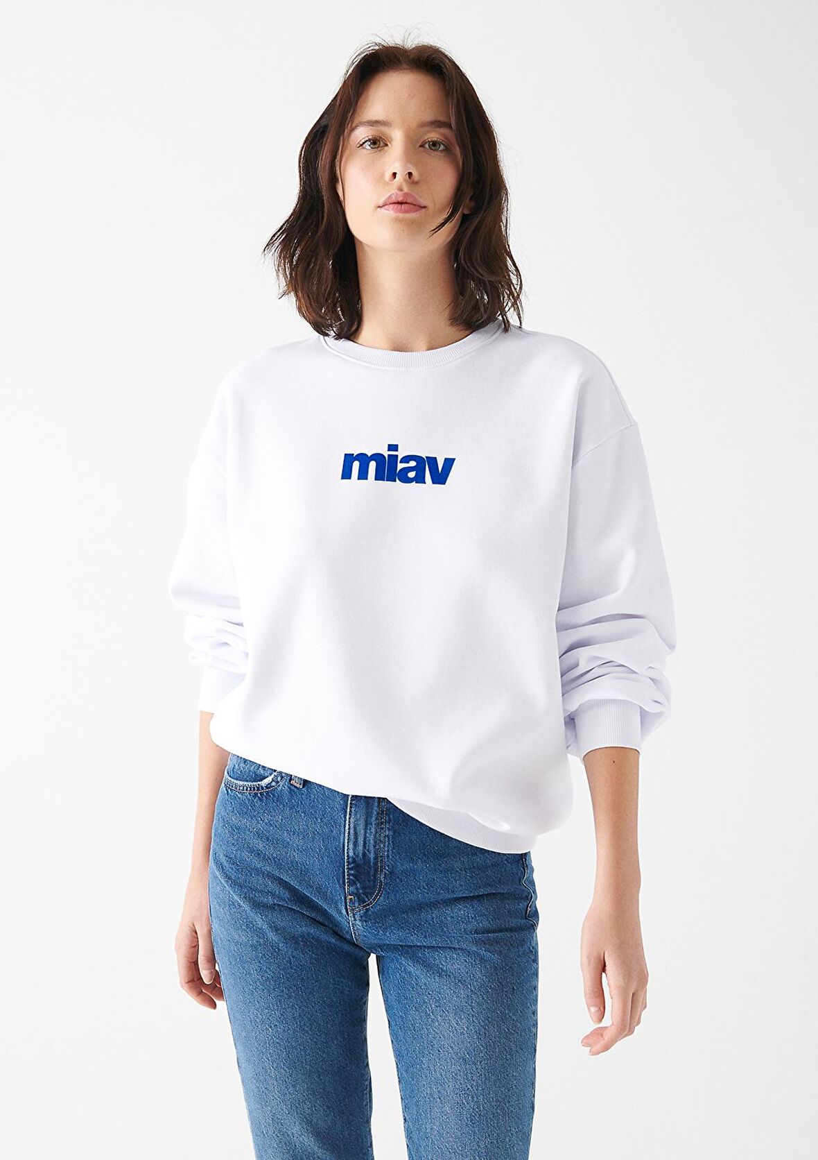 Mavi Miav Baskılı Beyaz Sweatshirt 1610964-620