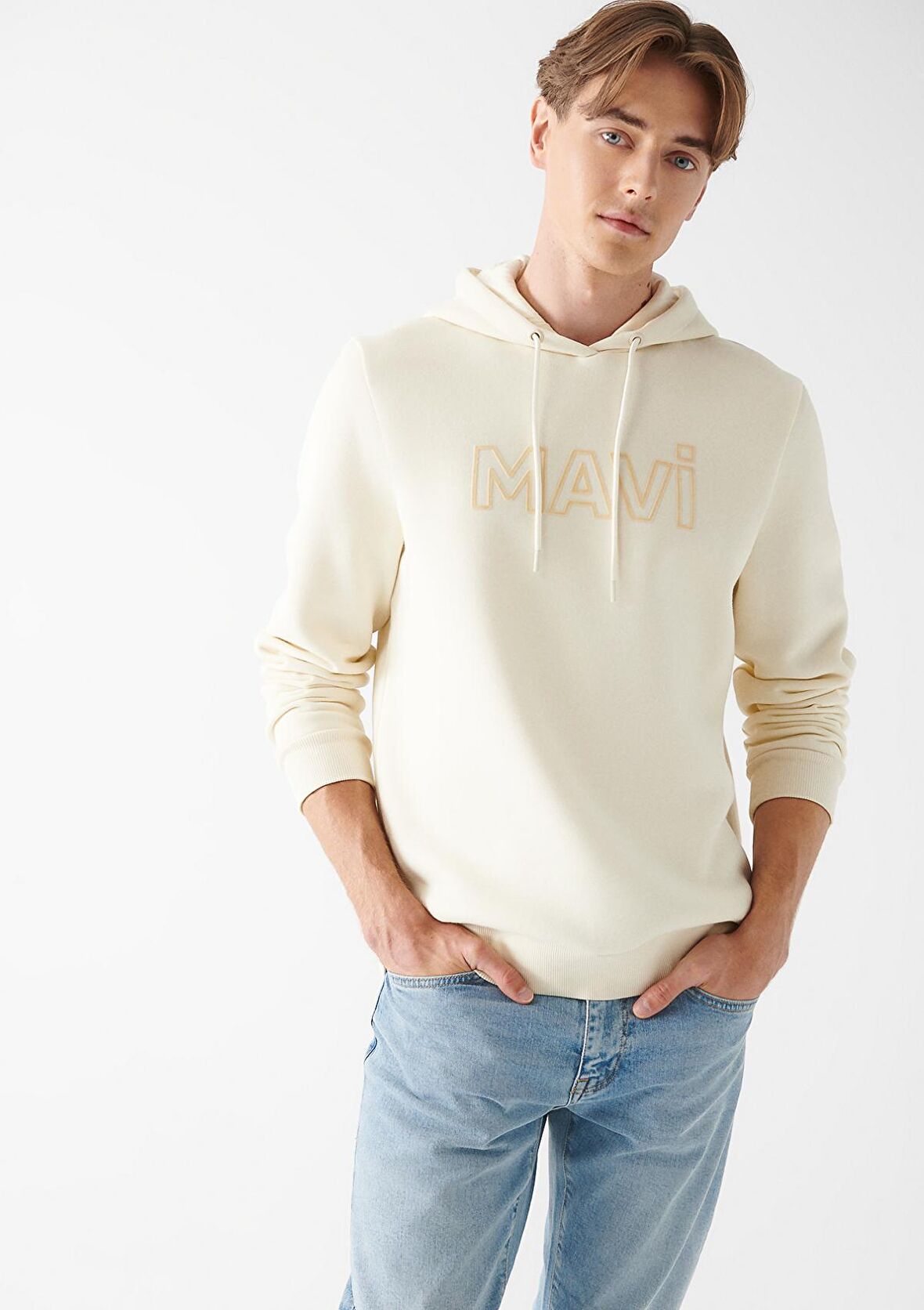 Mavi Logo Baskılı Bej Sweatshirt 0610941-70055