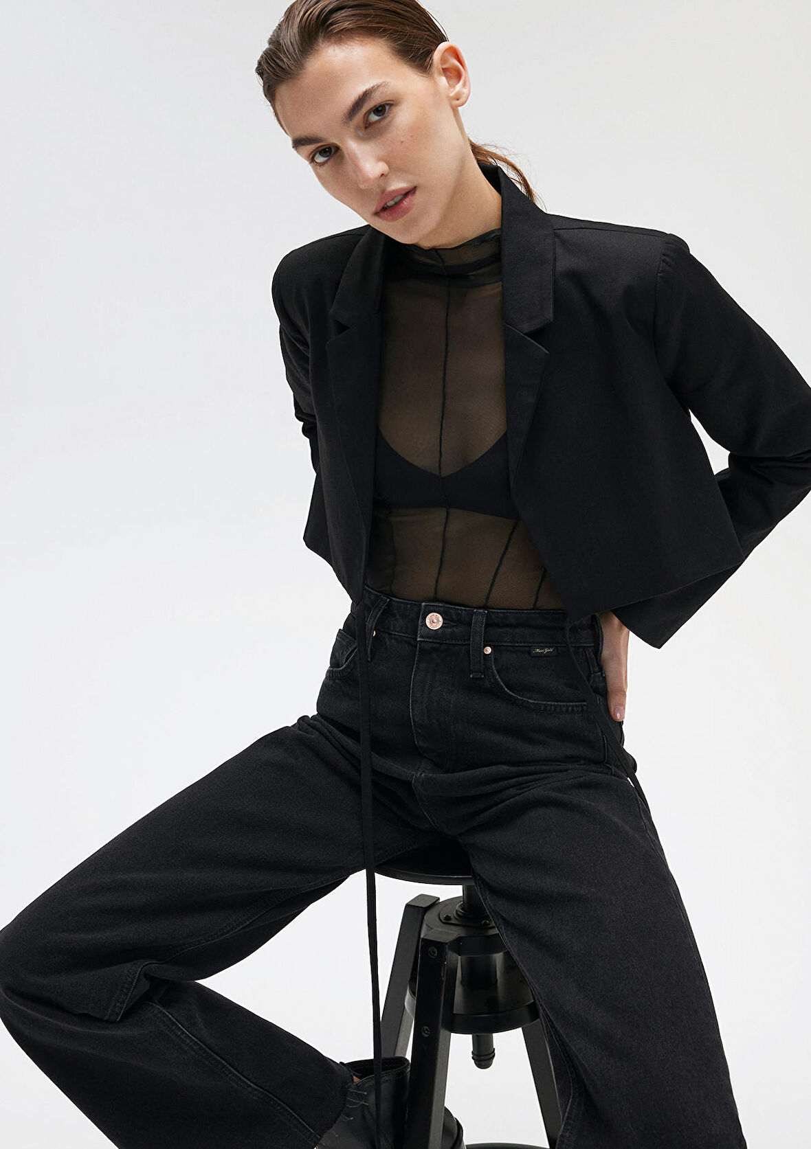 Mavi Siyah Crop Ceket 1110168-900
