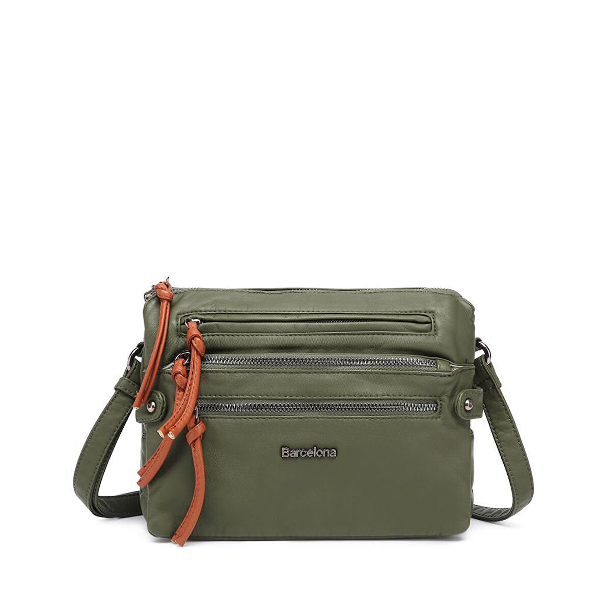 Yıkama Deri Askılı Kadın Postacı Çantası 21K Barcelona 1920