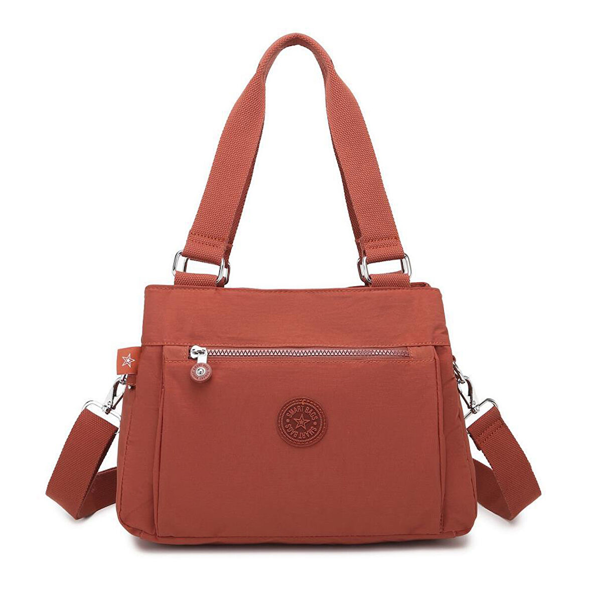 Krinkıl Kumaş Kadın Omuz Çantası Smart Bags 1125 Kiremit