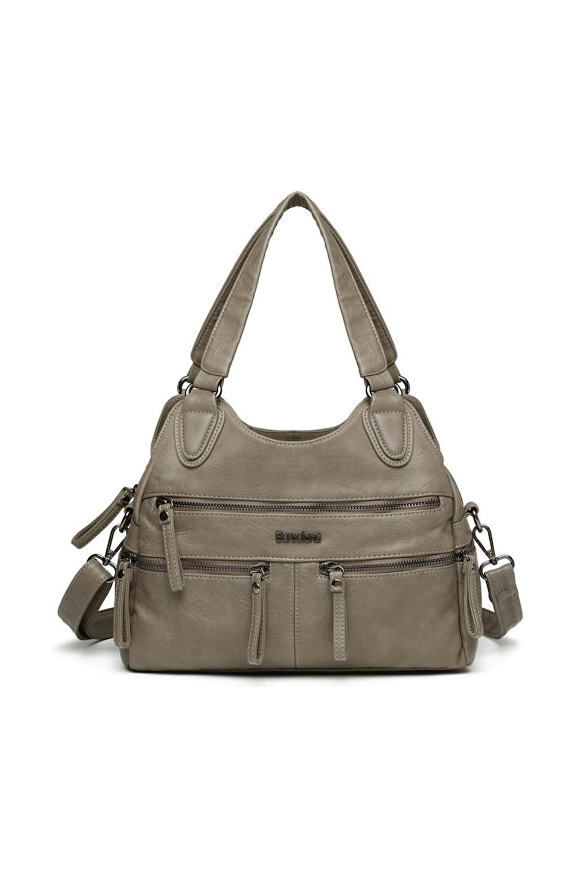 Yıkama Deri Omuz Askılı Kadın Çantası 21K Barcelona 1932