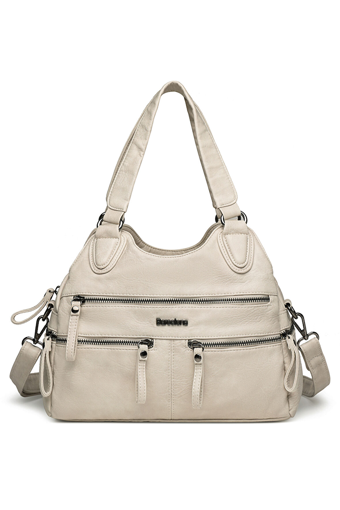 Yıkama Deri Omuz Askılı Kadın Çantası 21K Barcelona 1932