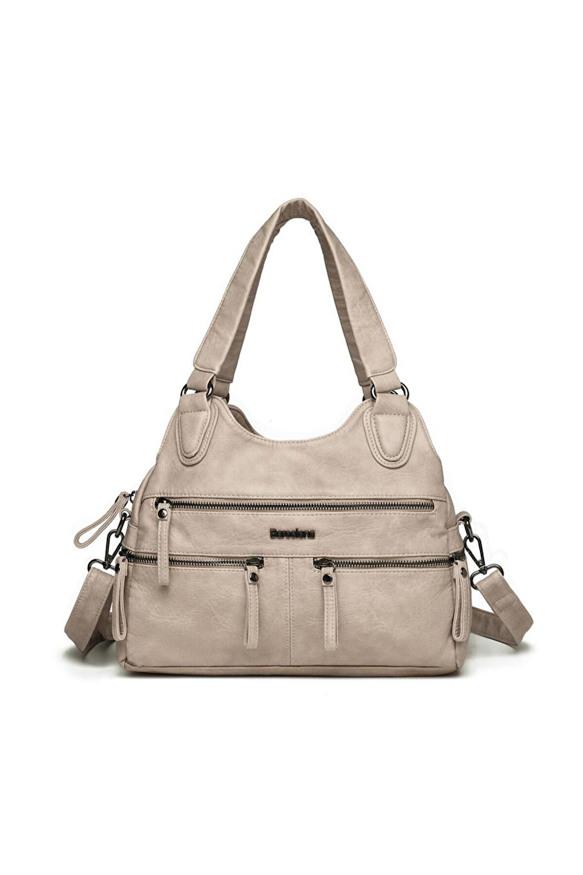 Yıkama Deri Omuz Askılı Kadın Çantası 21K Barcelona 1932