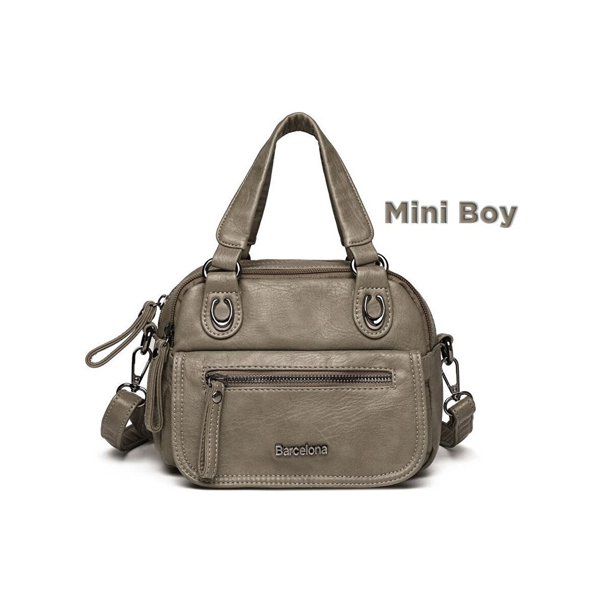 Mini Boy Yıkama Deri Elden Tutmalı Kadın Çantası 21-K Barcelona 1933