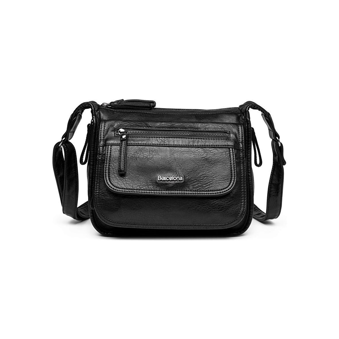 Yıkama Deri Postacı Askılı Kadın Çantası 21-K Barcelona 1934