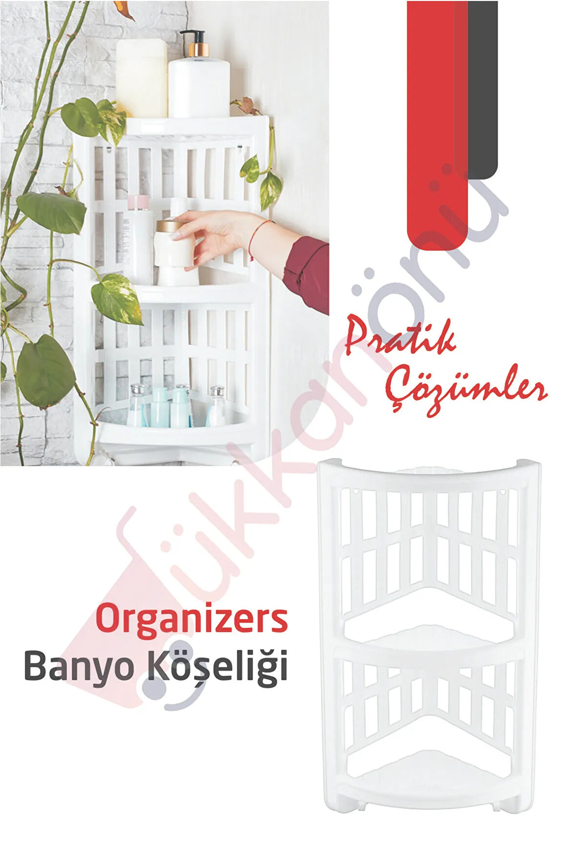 Beyaz Banyo Köşeliği Temizlik Malzemesi Şampuan Sabun Kese Düzenleyici Organizers Org-320