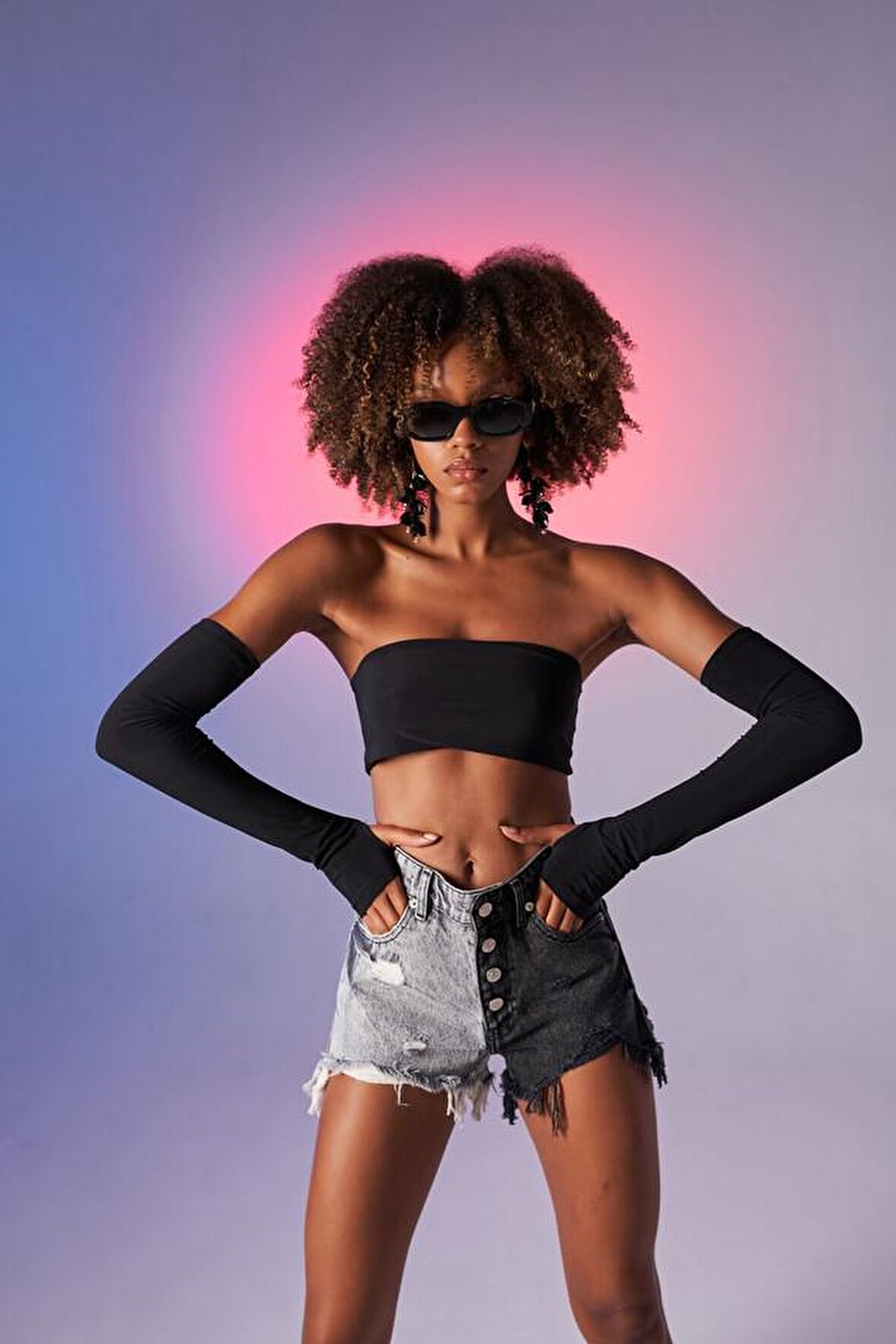 Straplez Model Kol Detaylı Noir Bluz Siyah