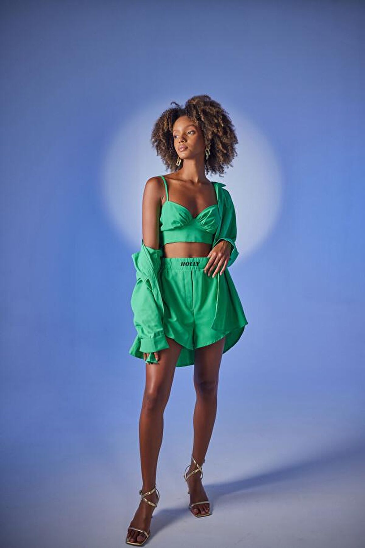 Oversize Model Düğme Kapamalı Leti Gömlek Yeşil