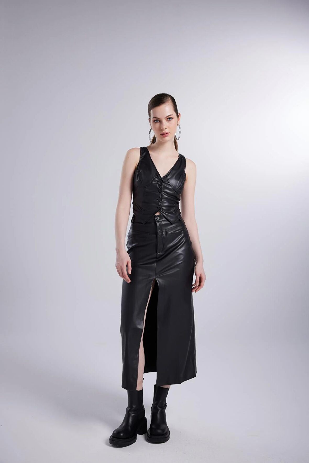 Vegan Deri Uzun Hera Deri Etek