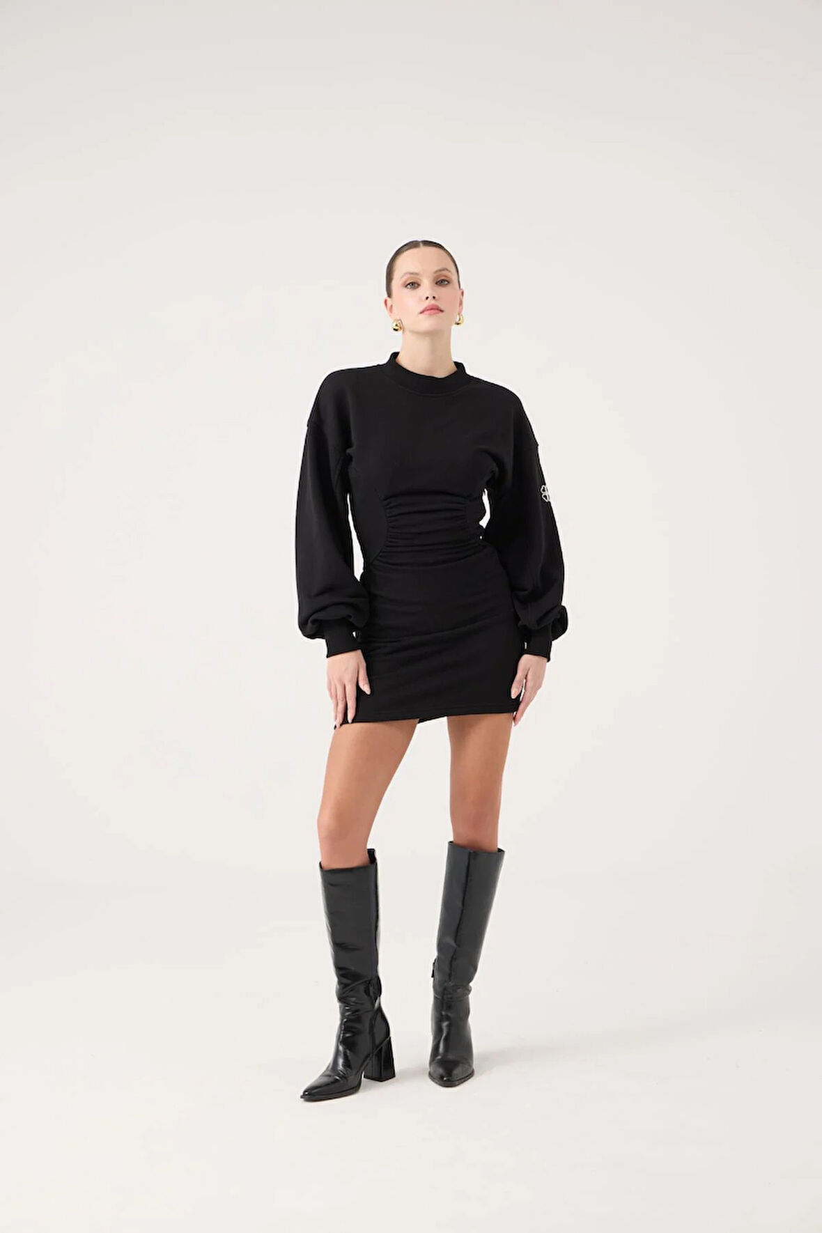 Belden Oturmalı Mini Nancy Elbise Siyah