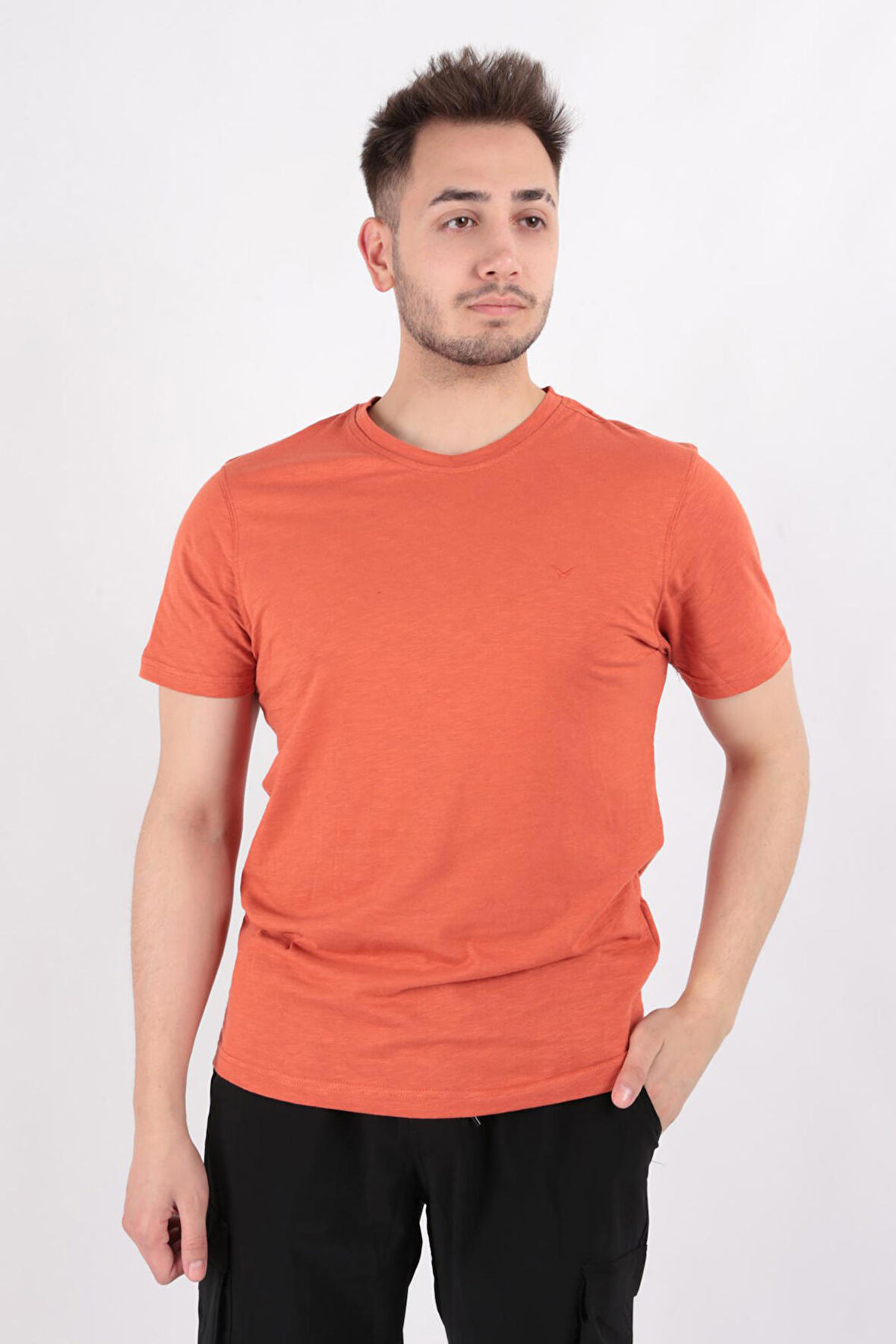 Cazador 4602 Erkek Bisiklet Yaka Flamlı T-Shirt