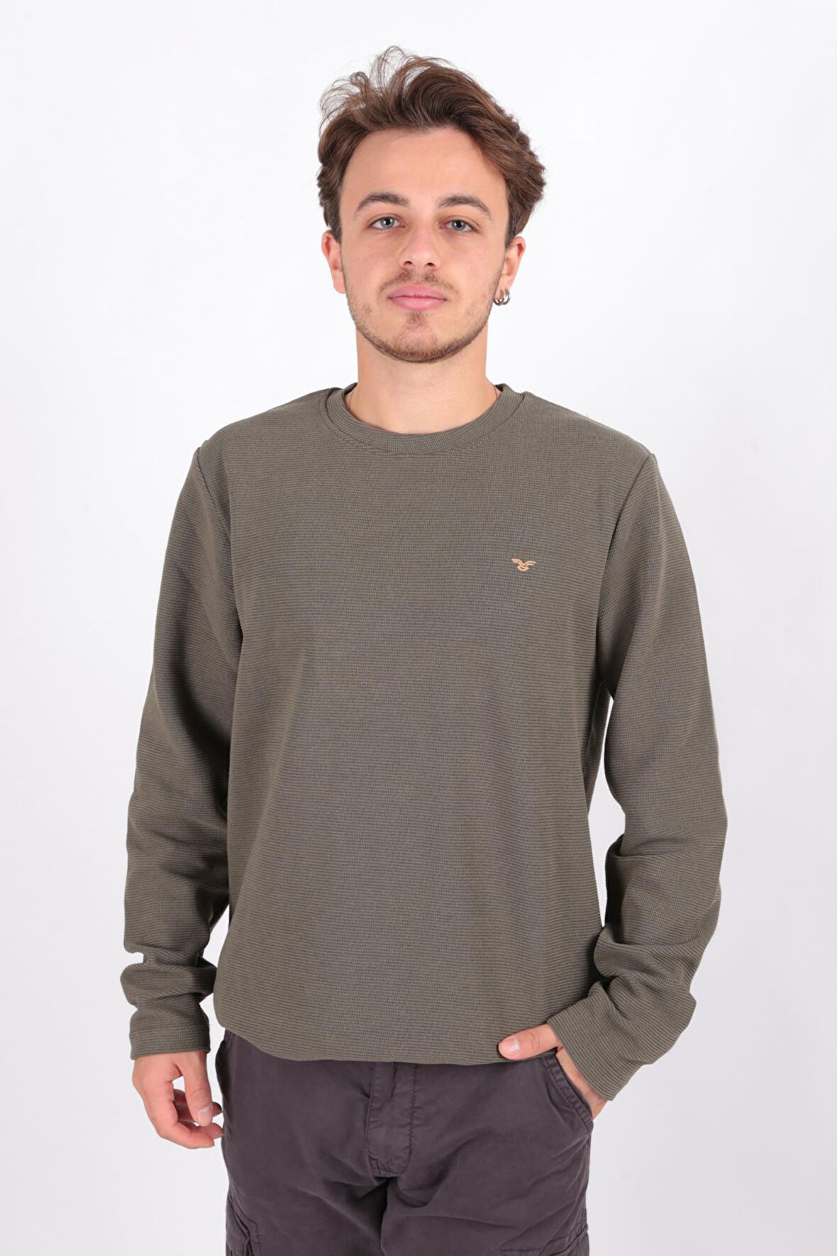 Cazador 5153 Erkek Waffle Sweatshirt