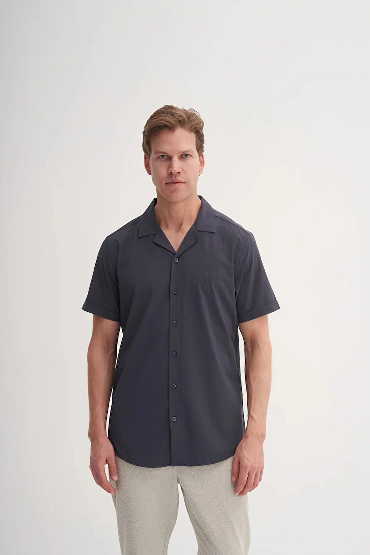Cazador Regular Fit Kısa Kol Gömlek Antrasit