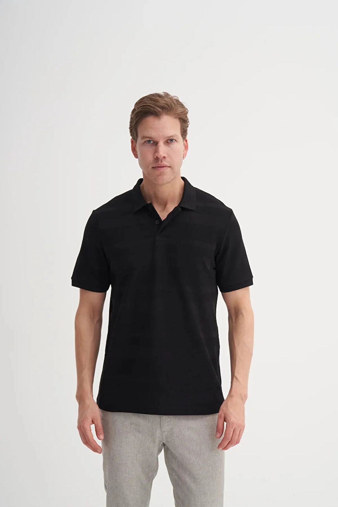 Cazador Polo Yaka Regular Fit Örme Çizgi Dokulu Tişört