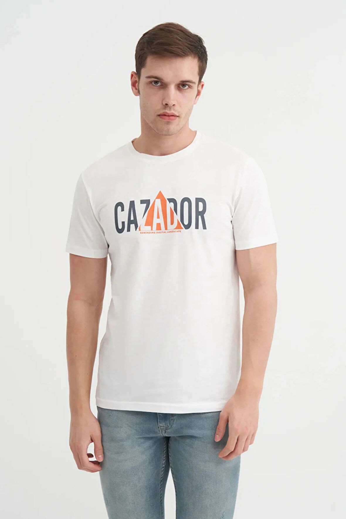 Cazador Slim Fit Bisiklet Yaka Pamuklu Baskılı Tişört