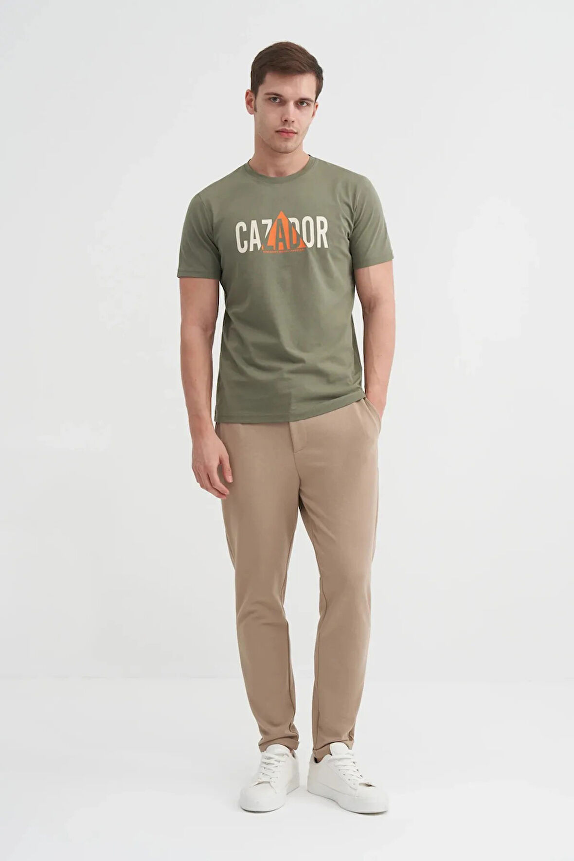 Cazador Slim Fit Bisiklet Yaka Pamuklu Baskılı Tişört