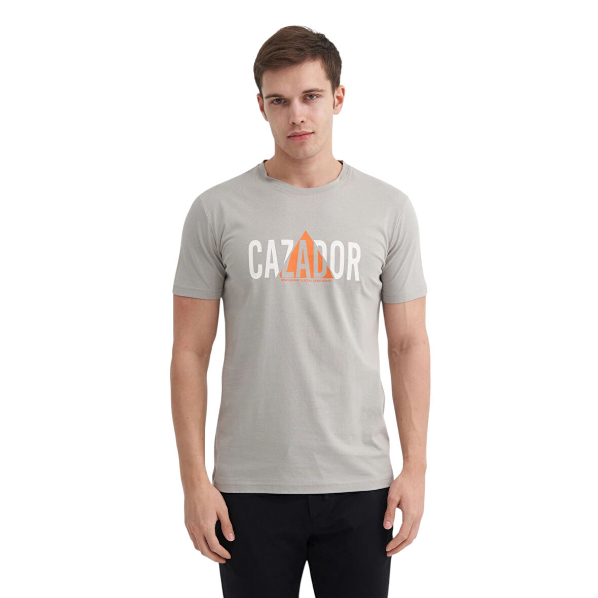 Erkek Bisiklet Yaka Pamuklu Baskılı Tişört 4155