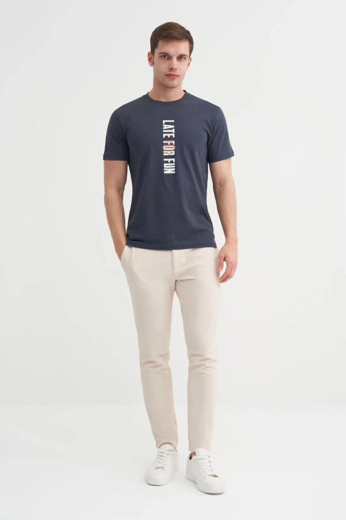 Cazador Slim Fit Bisiklet Yaka Pamuklu Baskılı Tişört
