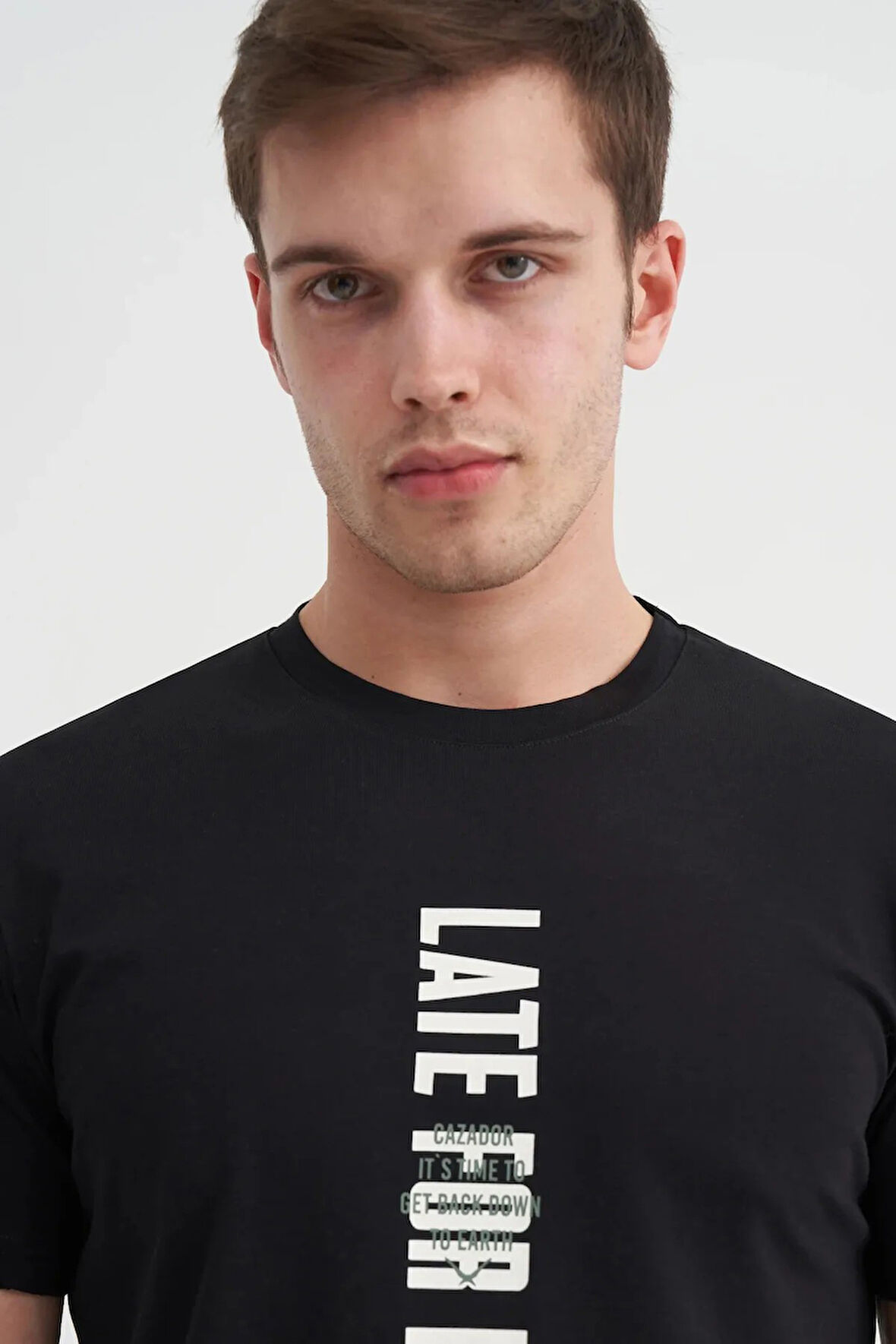 Cazador Slim Fit Bisiklet Yaka Pamuklu Baskılı Tişört