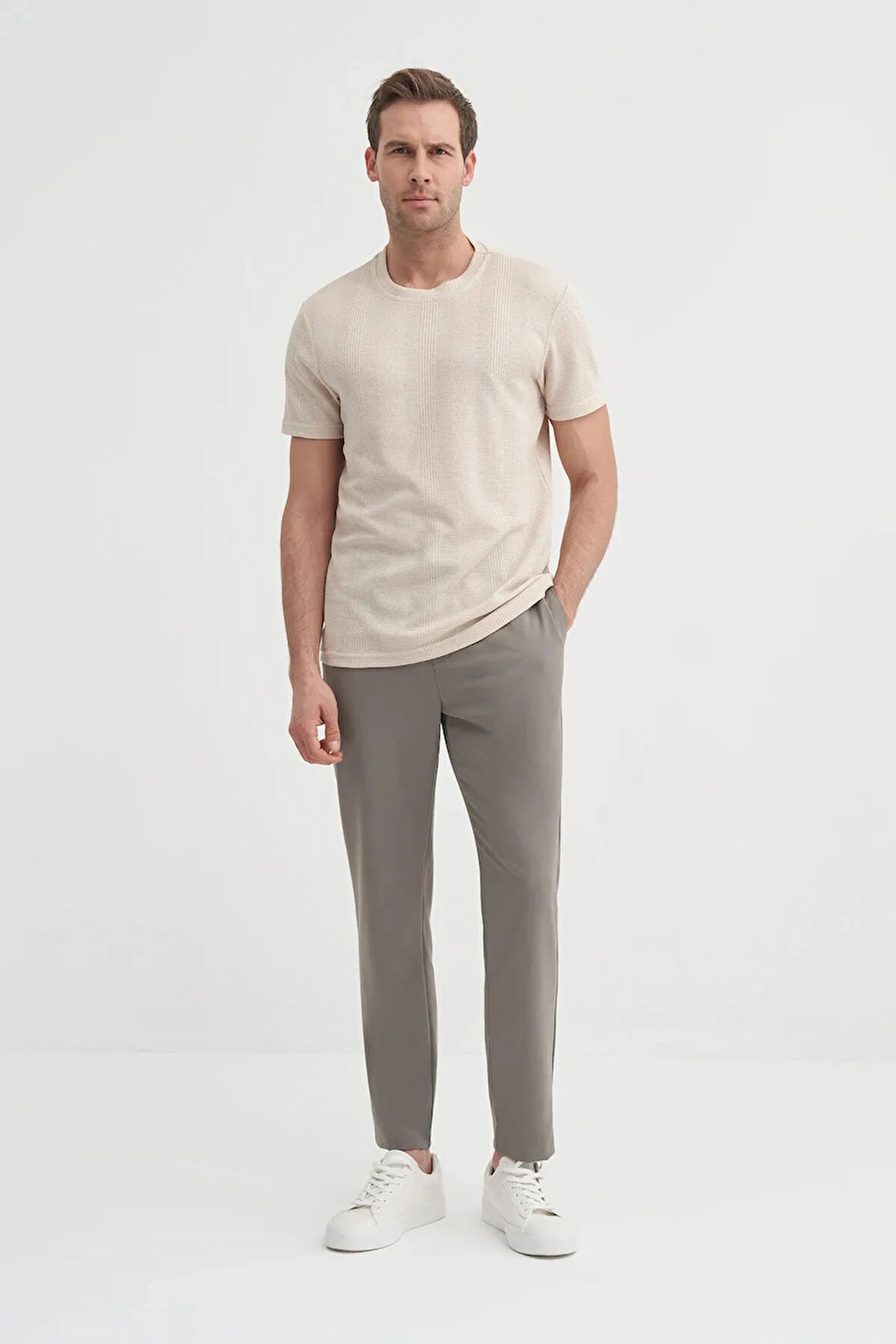 Cazador Slim Fit Bisiklet Yaka Örme Düz Tişört