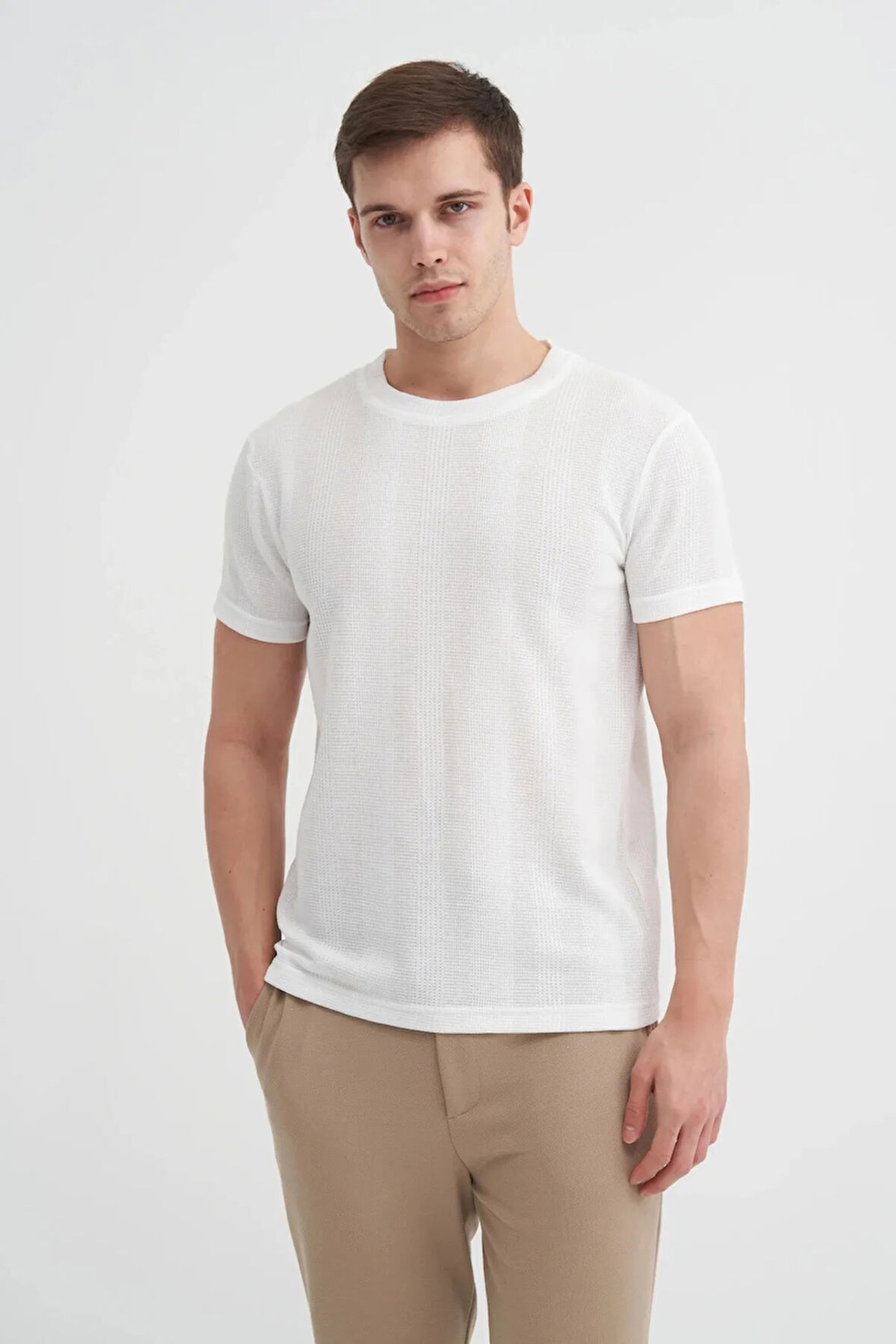 Cazador Slim Fit Bisiklet Yaka Örme Düz Tişört