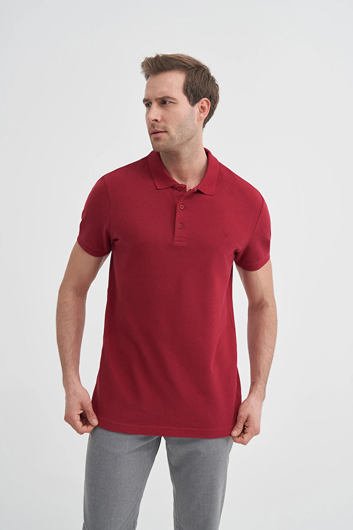Cazador Erkek T-shirt Polo Yaka 4613 Bordo