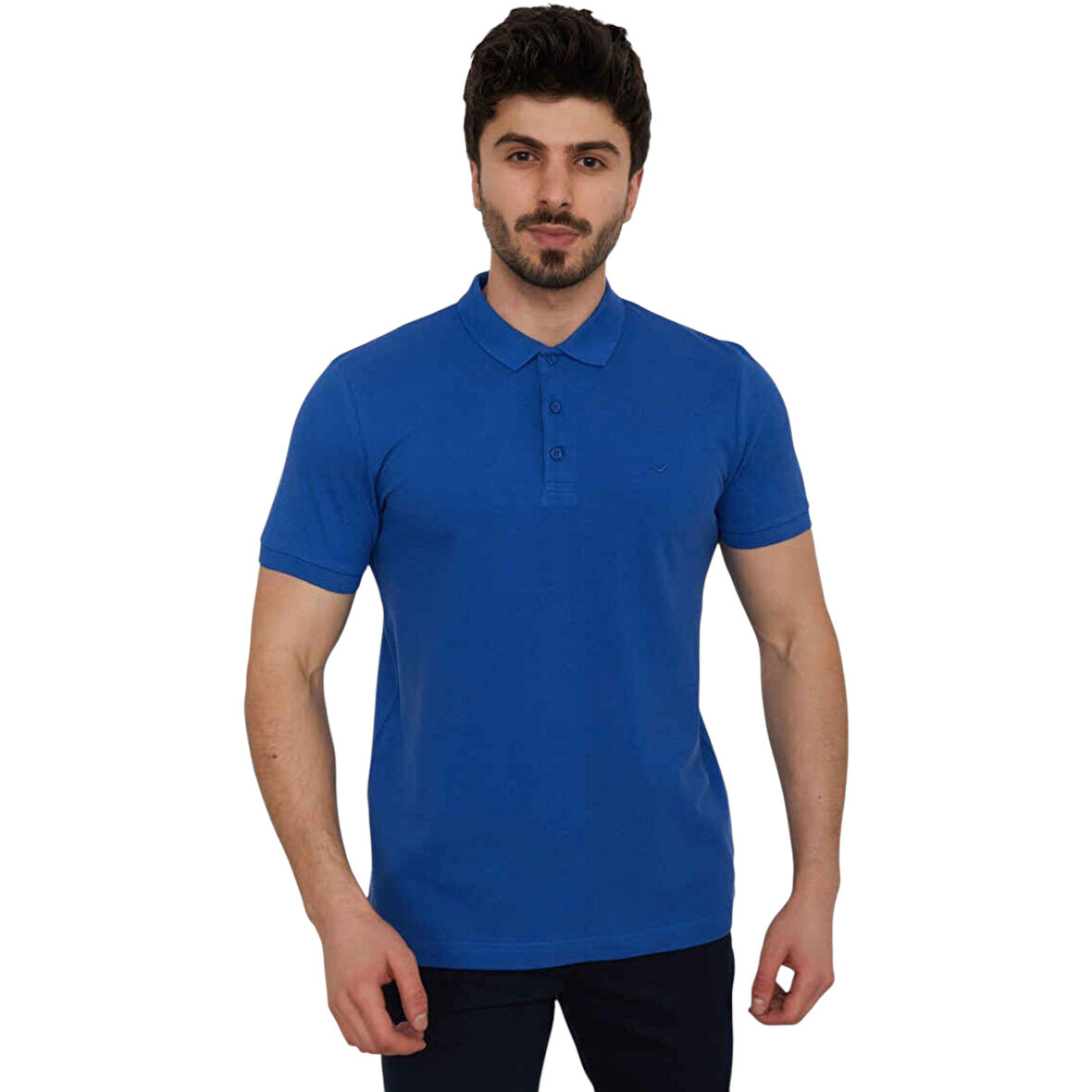 Erkek Polo Yaka Slim Fit Düz Pamuklu Tişört 4613