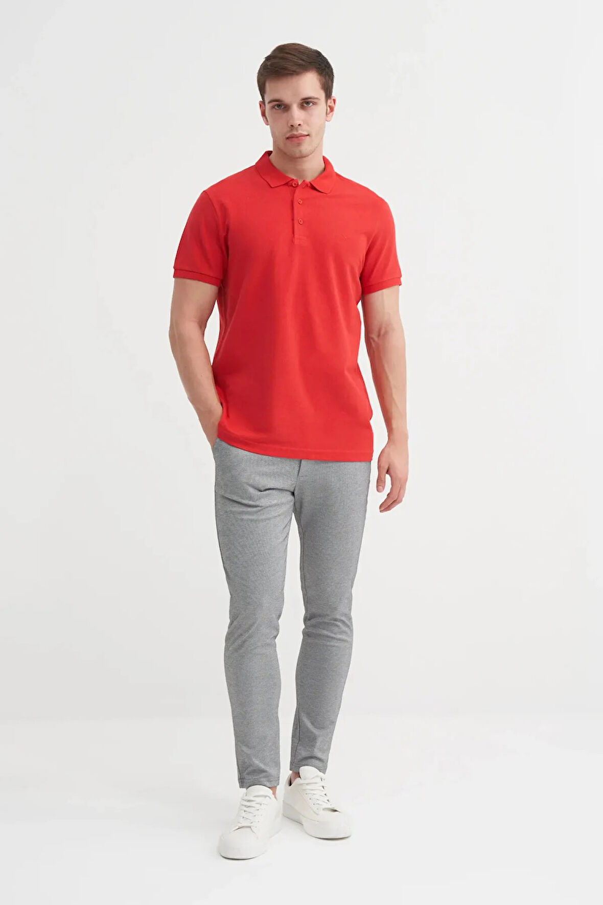 Cazador Polo Yaka Slim Fit Pike Düz Pamuklu Tişört