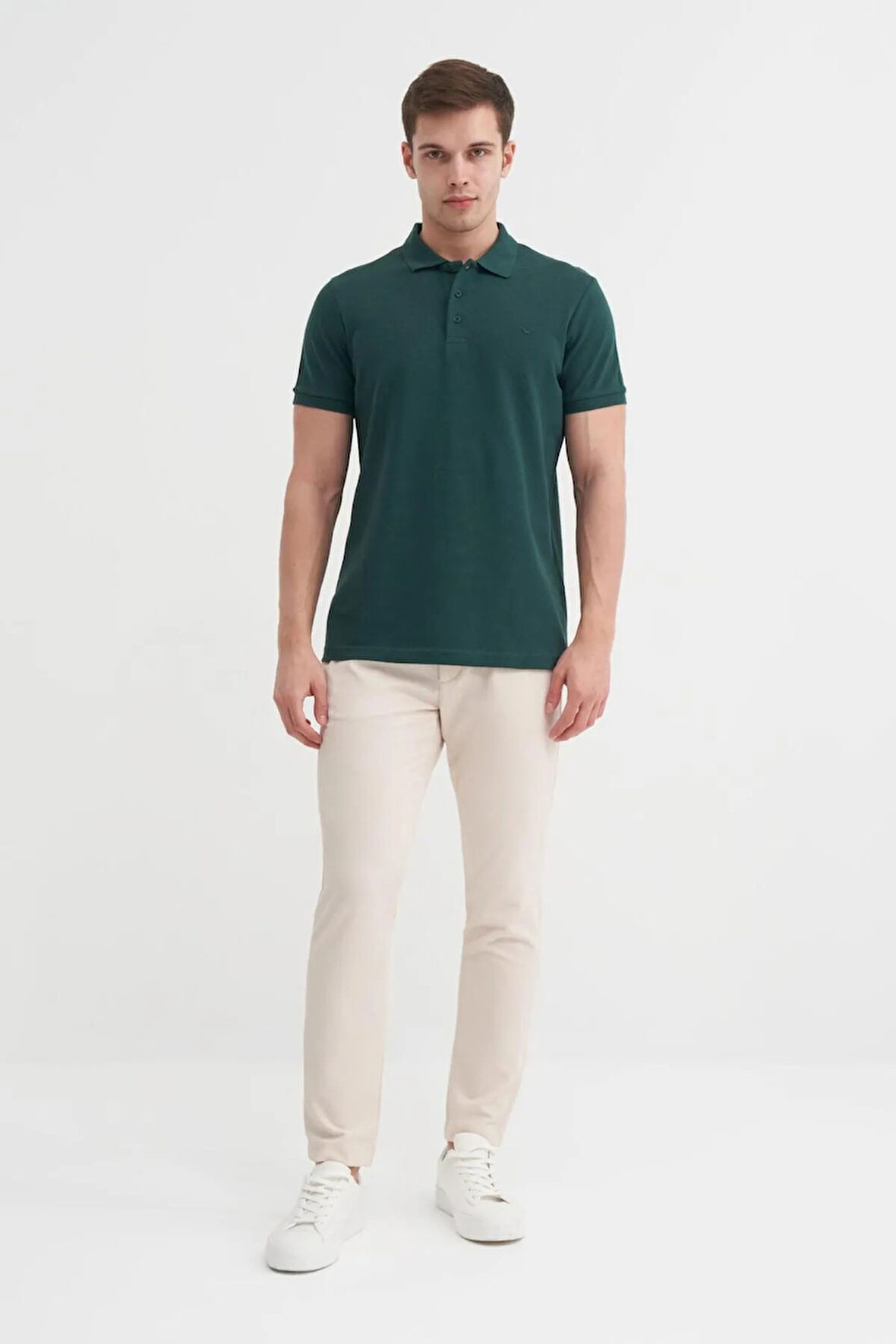 Cazador Erkek T-shirt Polo Yaka Koyu Yeşil 4613