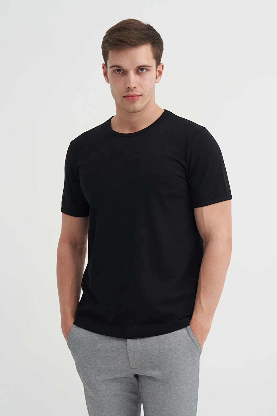 Cazador Bisiklet Yaka Slim Fit Düz Likarlı Örme Tişört