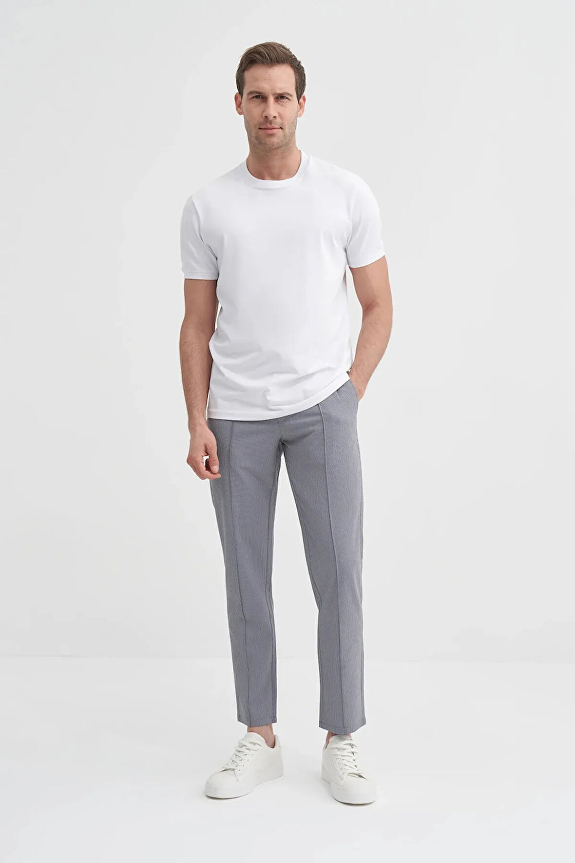 Cazador Bisiklet Yaka Slim Fit Düz Örme Likralı Tişört