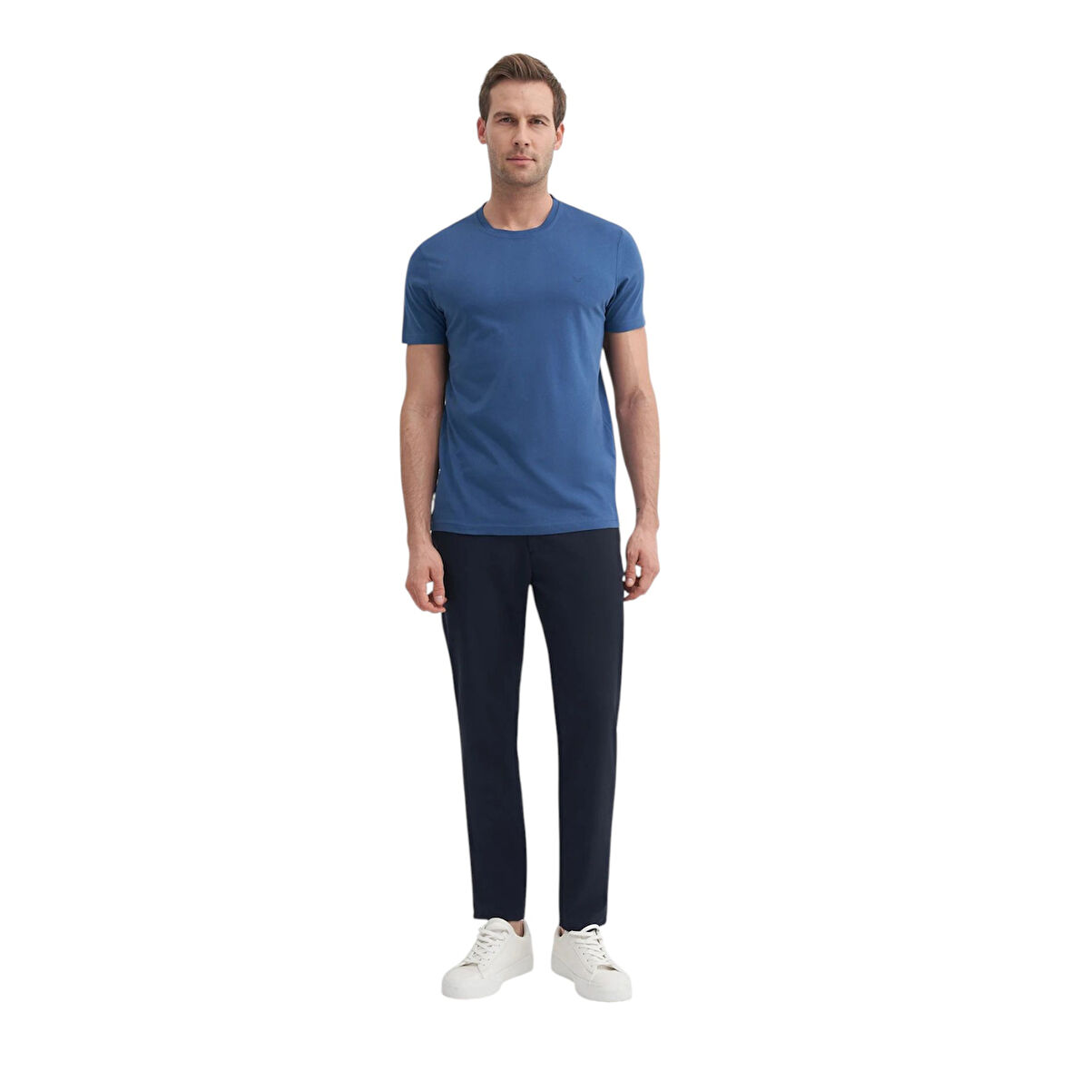 Erkek Slim Fit Bisiklet Yaka Pamuklu Düz Tişört 4623