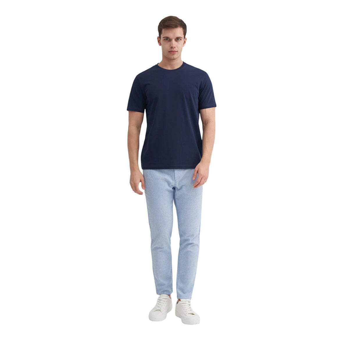 Erkek Slim Fit Bisiklet Yaka Pamuklu Düz Tişört 4623