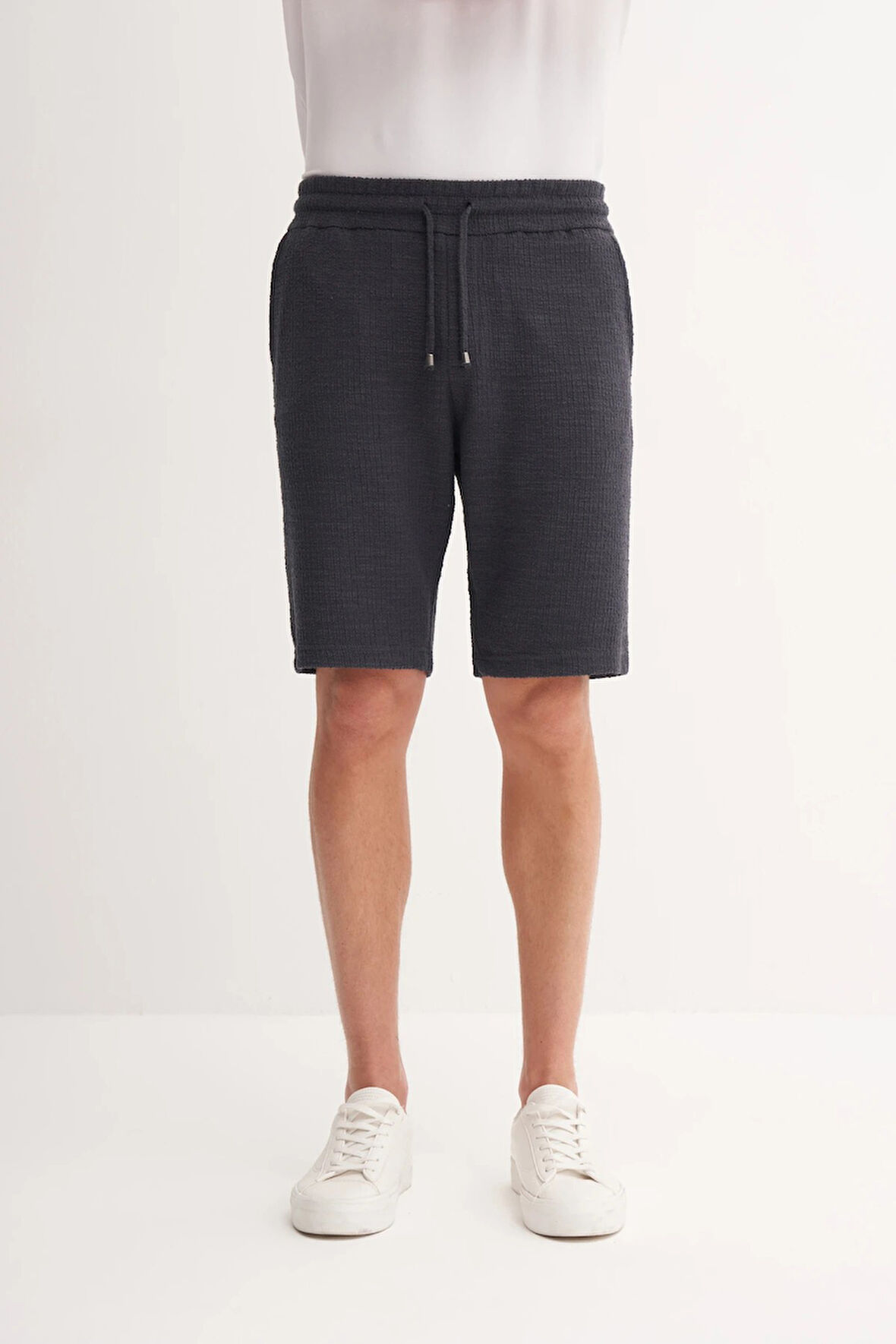 Cazador Jakarlı Regular Fit Örme Bermuda Şort 6073 Antrasit