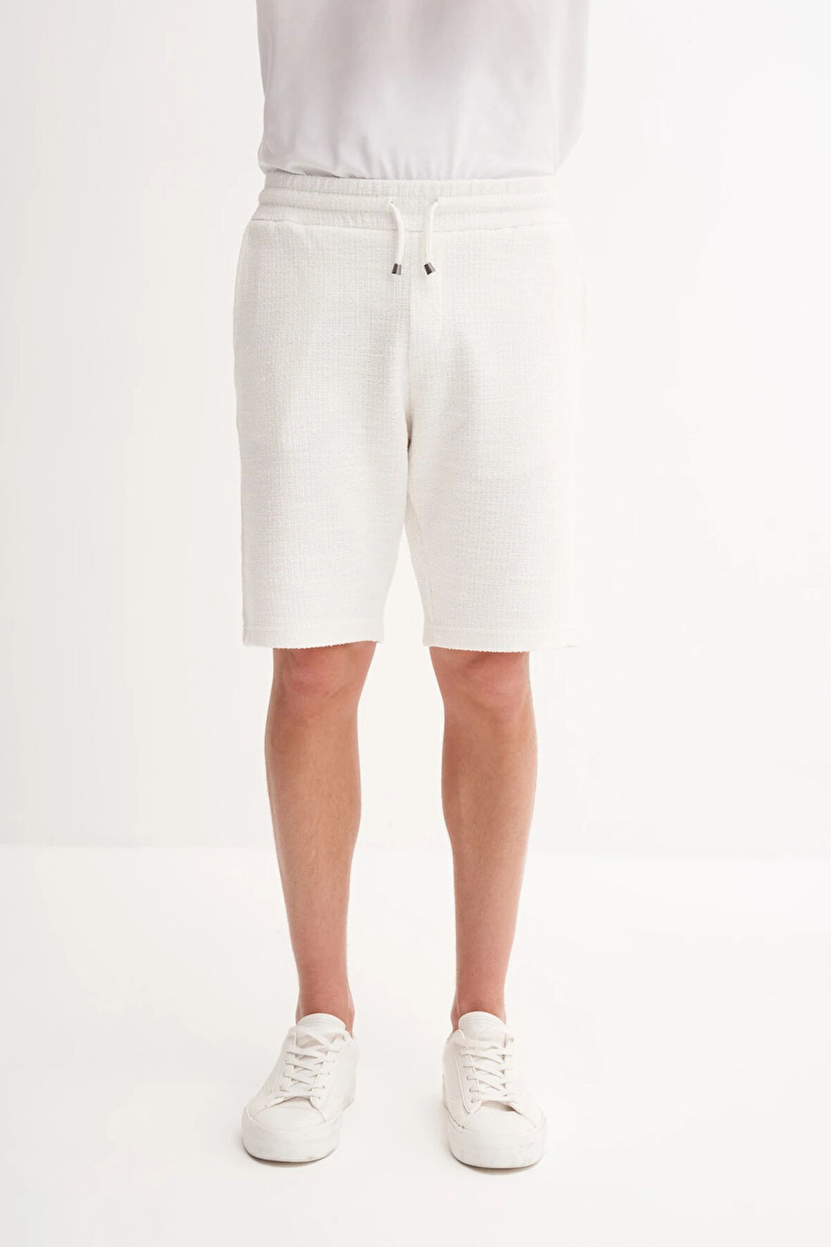 Cazador Jakarlı Regular Fit Örme Bermuda Şort 6073 Beyaz