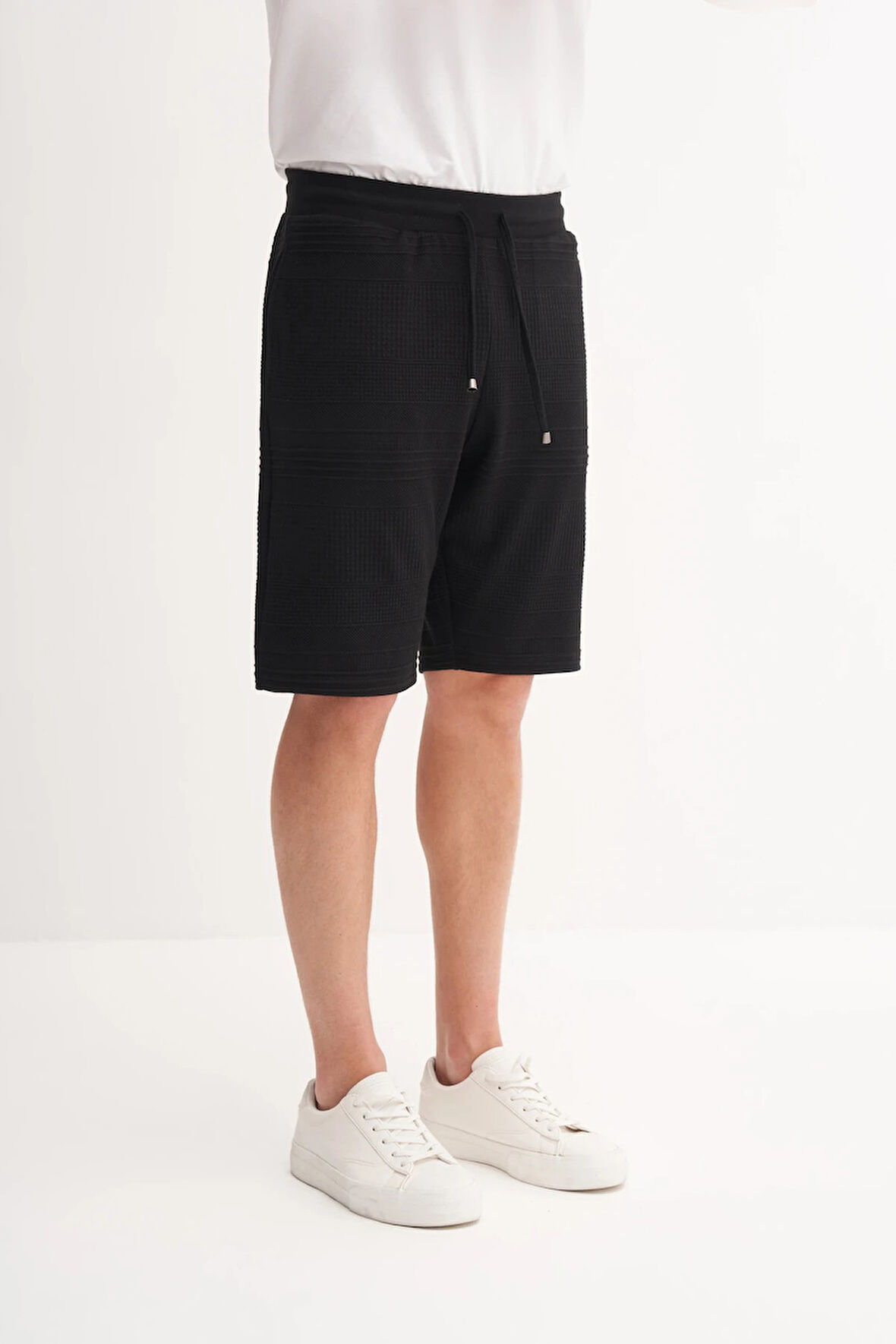 Cazador Regular Fit Örme Dokulu Bermuda Şort 6074 Siyah