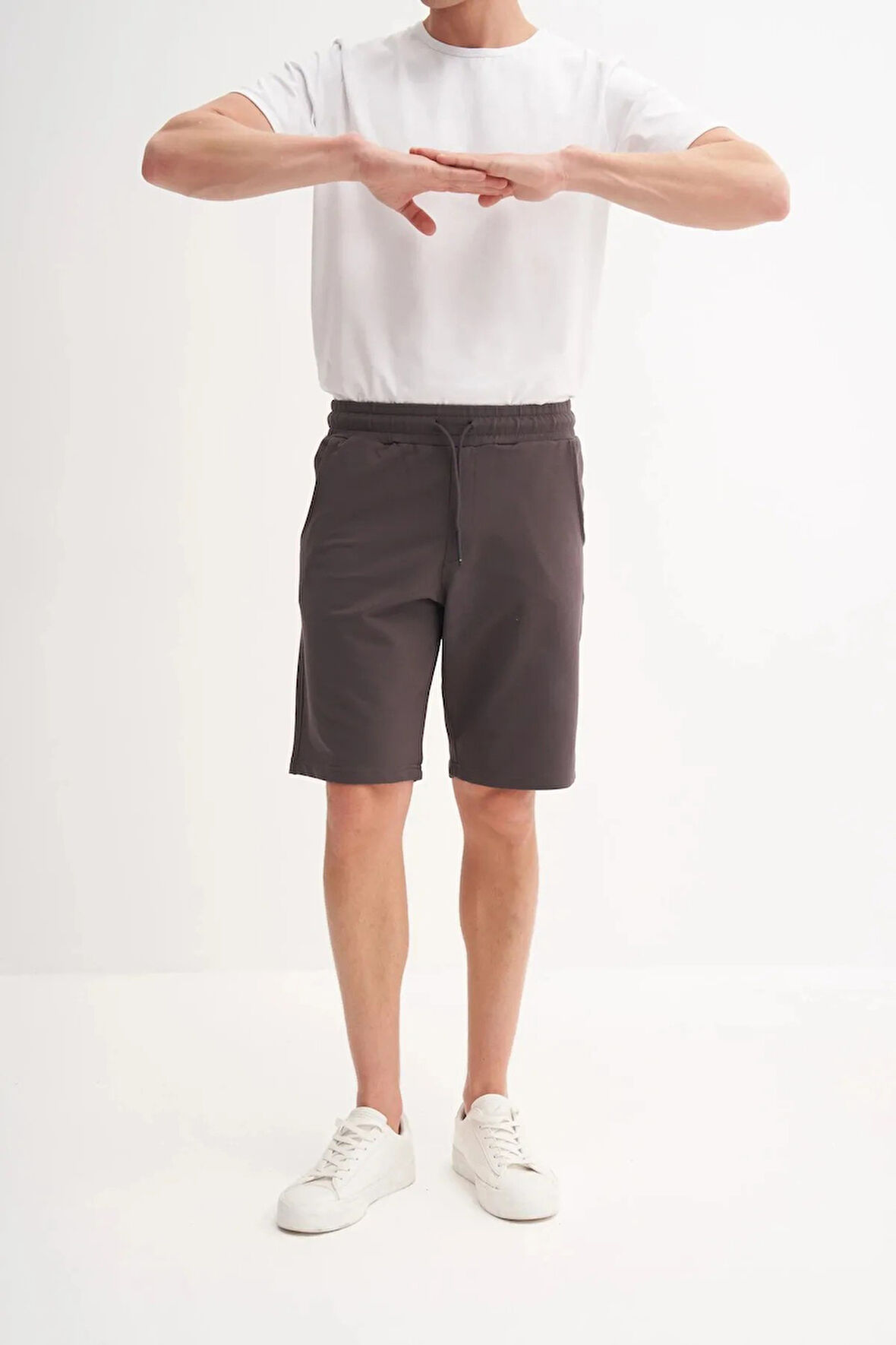 Cazador Slim Fit Dar Paça Likralı Örme Bermuda Şort 6082 Antrasit