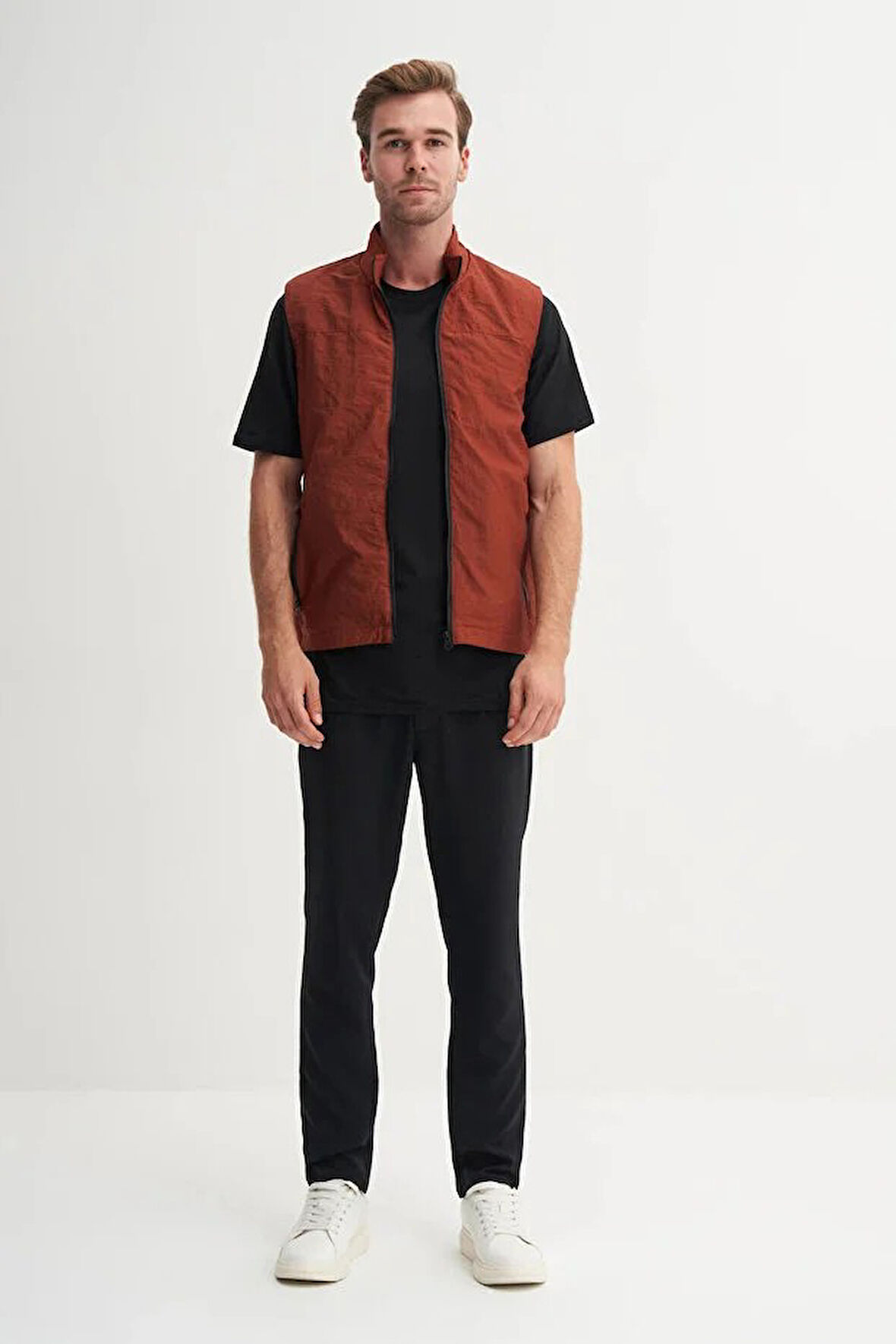 Cazador Regular Fit Baharlık Crinkle Kumaş Yelek-13285