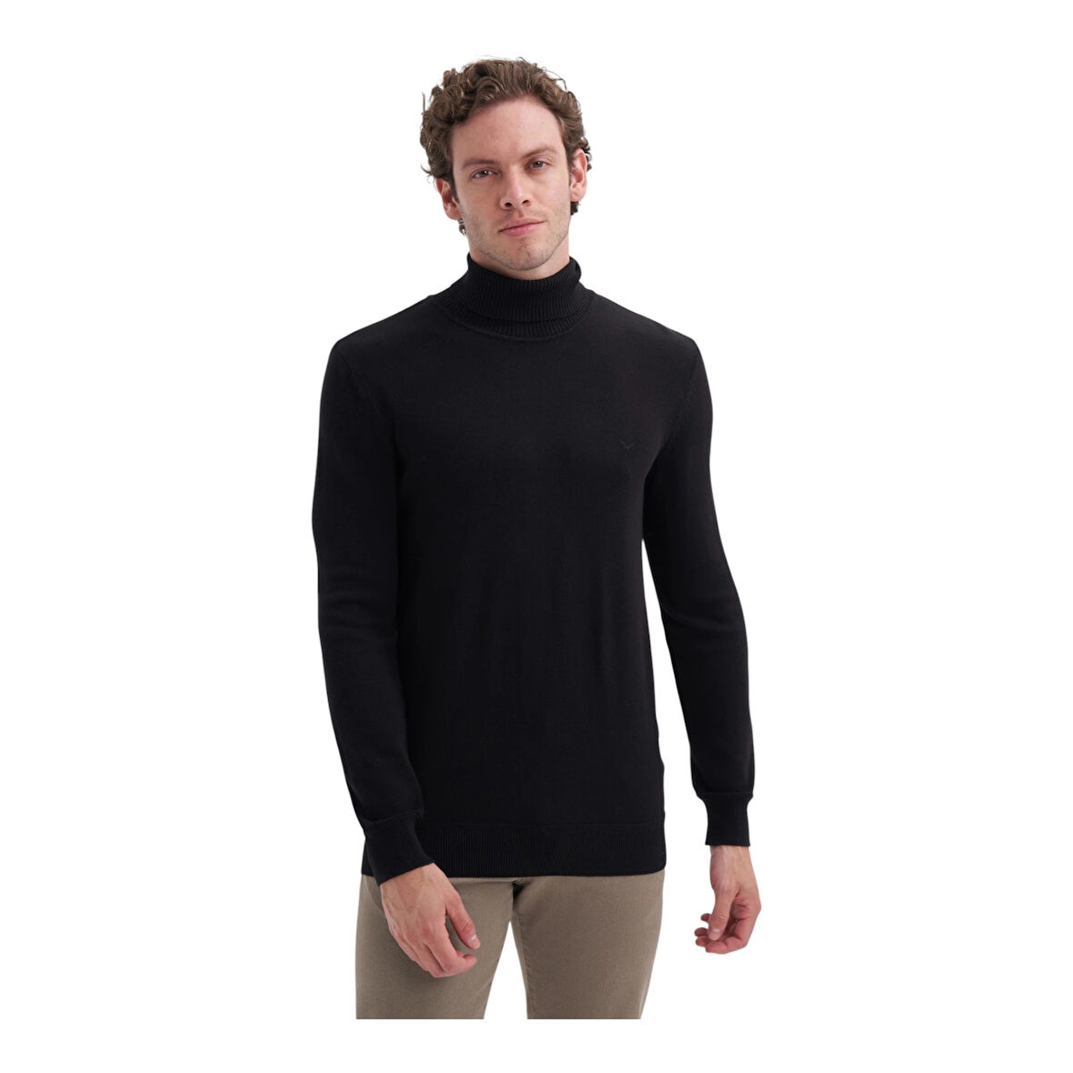  Pamuk Kumaş Slim Fit Basic Tam Balıkçı Kazak