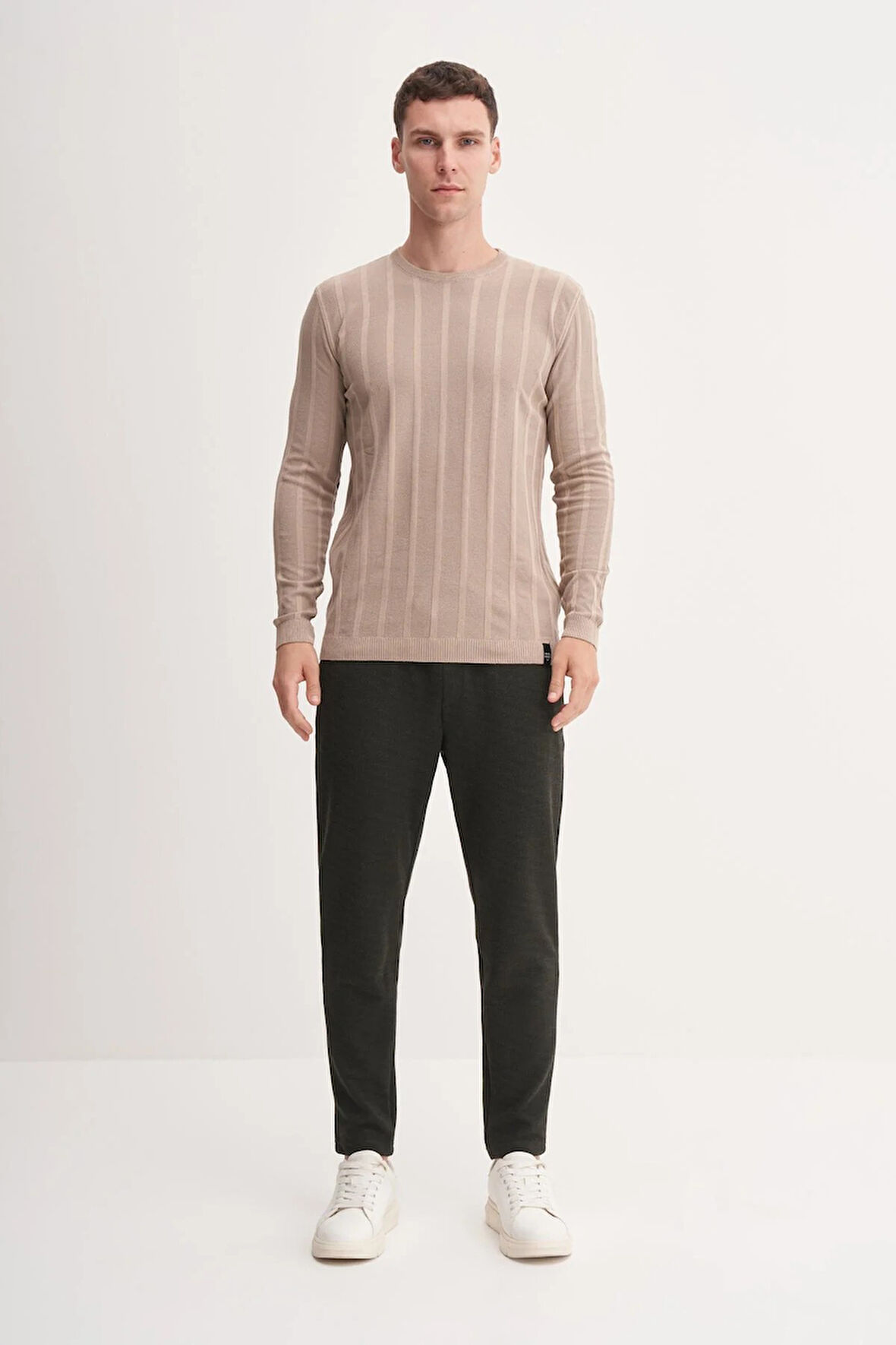 Erkek Slim Fit Viskon Kumaş Premium Bisiklet Yaka Kazak